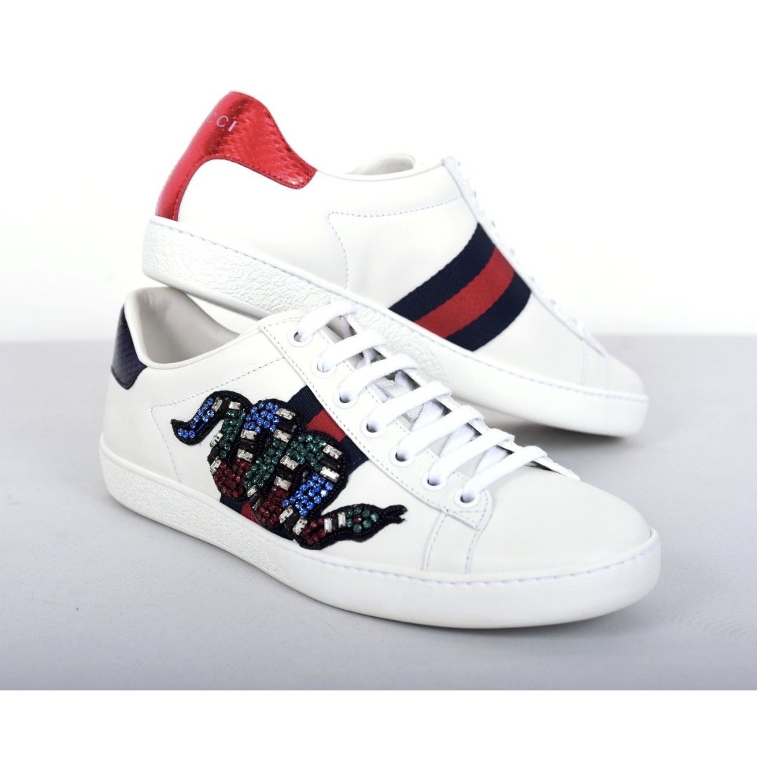 Gucci crystal snake sneakers best sale