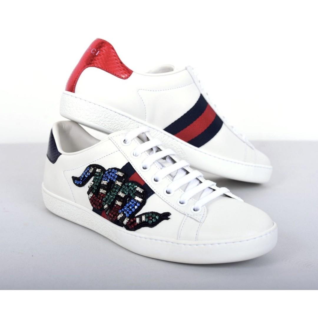 gucci snake embroidered shoes