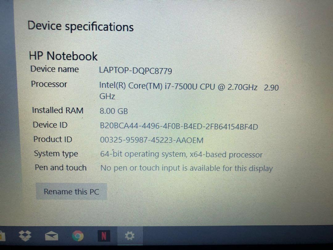 Hp Notebook Intel core i7 7th Gen Windows 10, Computers & Tech, Laptops