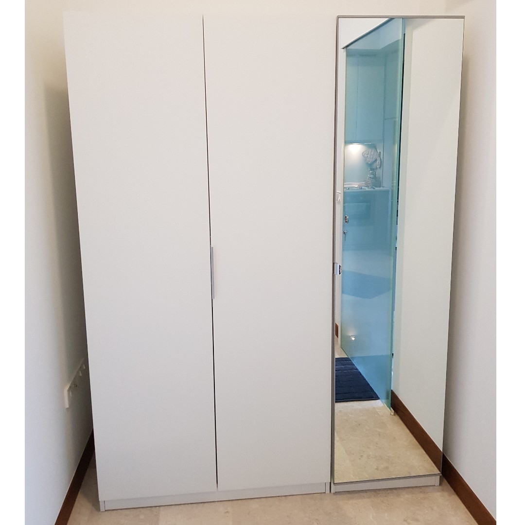 Ikea Pax Wardrobe One 2 Door, White Closet With Mirror Ikea