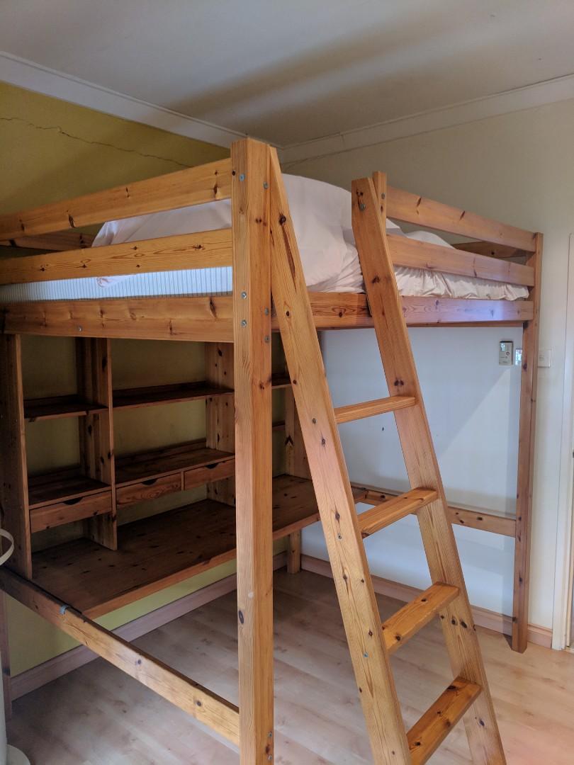 Ikea Wooden Loft Bed Frame Mattress