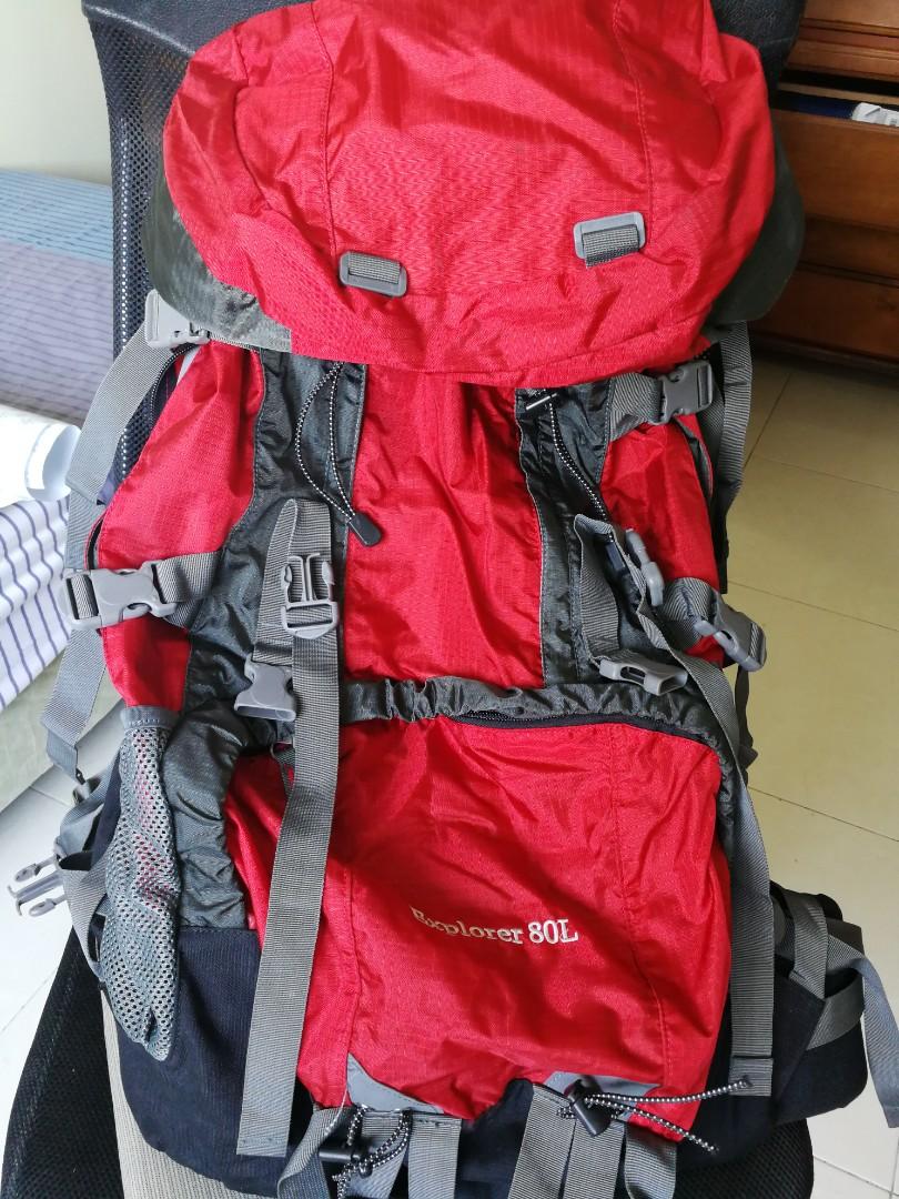 red hiking backpack