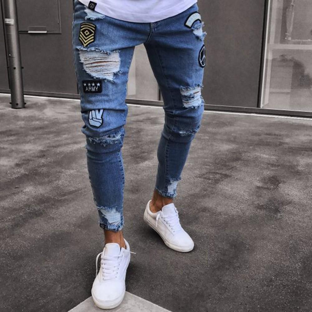 Mens distressed biker jeans cheap