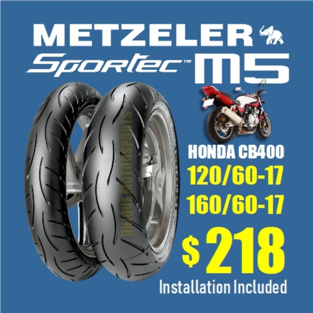 Metzeler M5 Cb400 Tire Package Motorcycles Motorcycle Accessories On Carousell