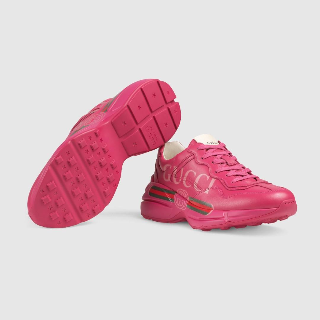 pink rhyton gucci logo leather sneaker 1542406135 2bfe04380 progressive