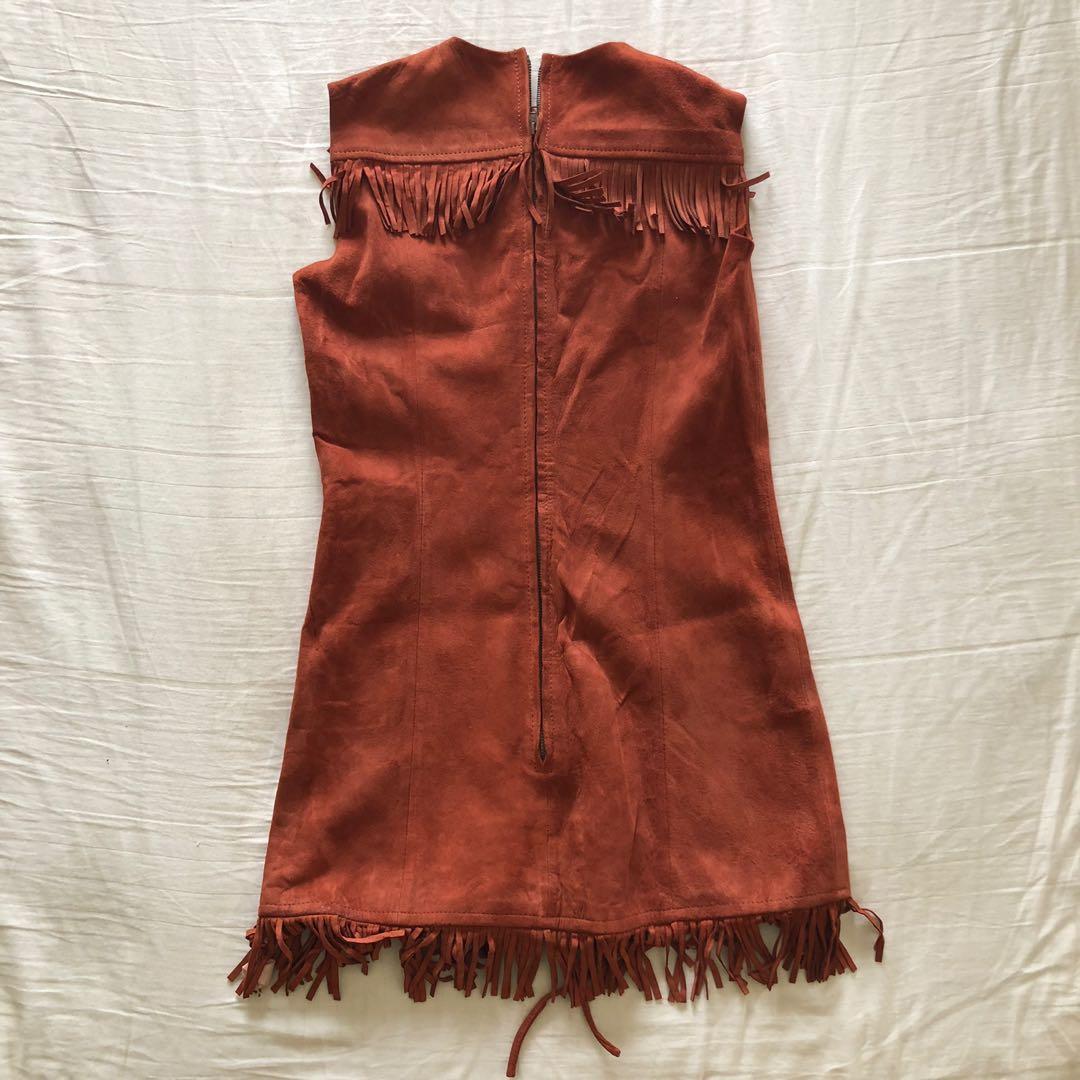 Pocahontas inspired Suede Dress (Category: Dresses) located in Pasig City. Submitted by offthemetro (Listing ID 200102598, Image 2). Description: Bought this suede dress in HK for 70USD. Only used once for Halloween. Shipping thru Grab Express c/o the buyer.