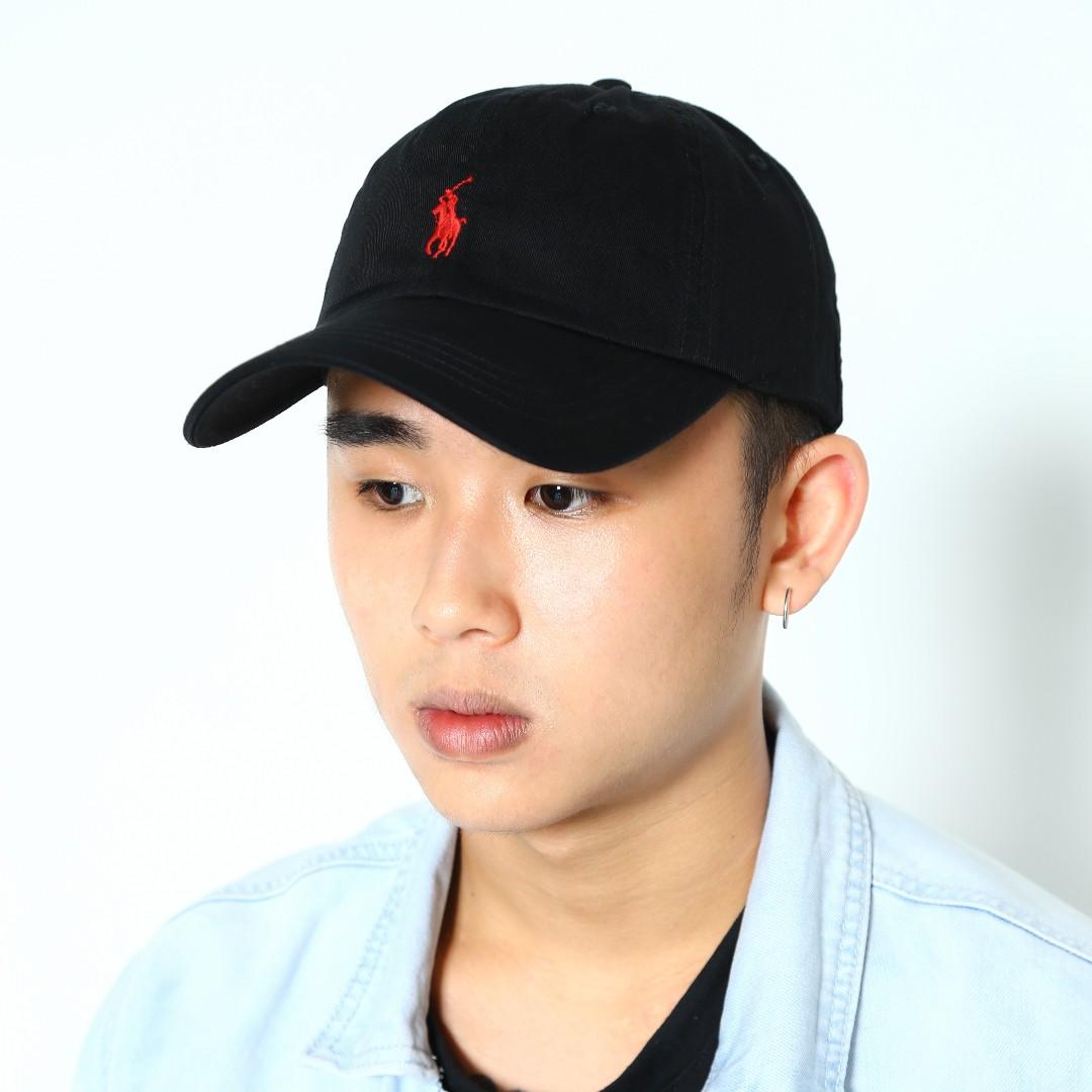 Polo Ralph Lauren Baseball Cap Black Red Pony Men S Fashion