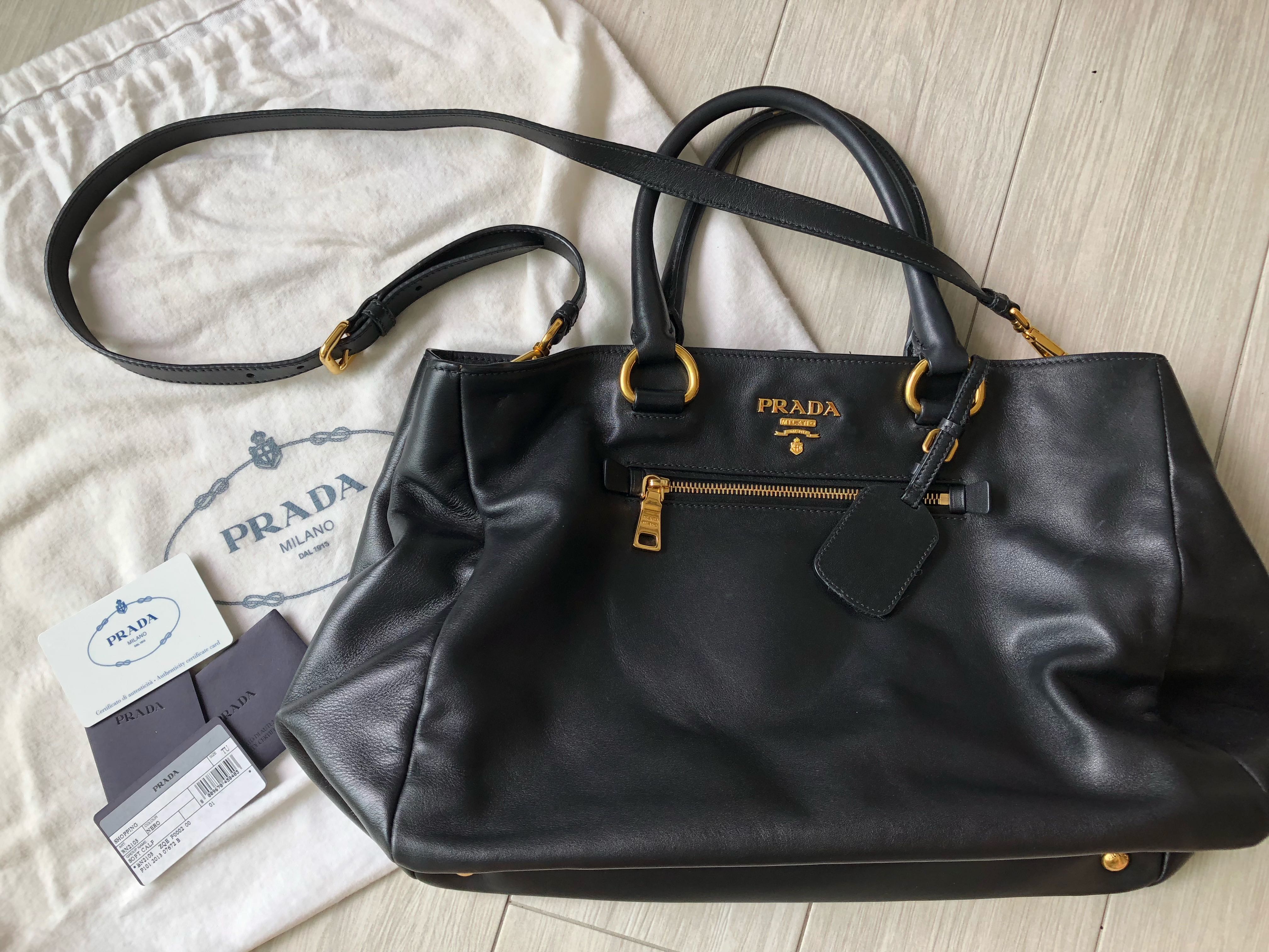 Prada bag in black leather, Women's Fashion, Bags & Wallets, Cross 