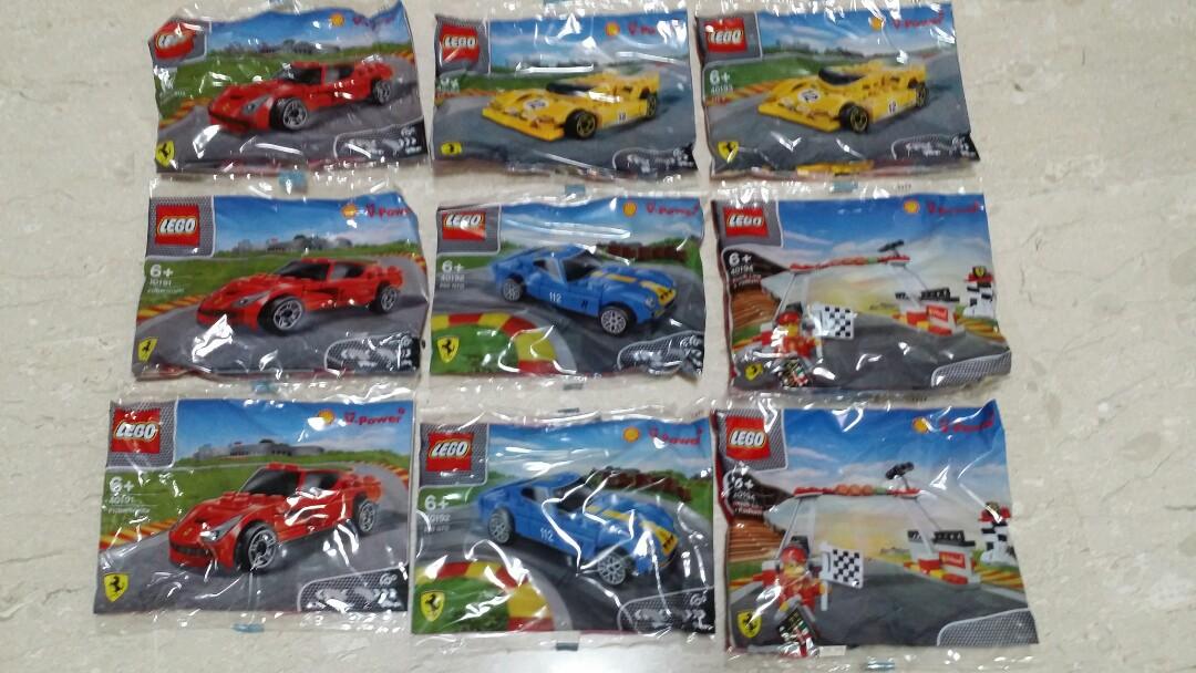 Shell lego (Category: Lego & Building Sets) located in Singapore. Submitted by 20wenty_6ix (Listing ID 200089671, Image 1). Description: Selling each pack at $10 each 3 red cars 2 yellow cars 2 blue cars 2 finish line and podium 100%authentic No low ballers.