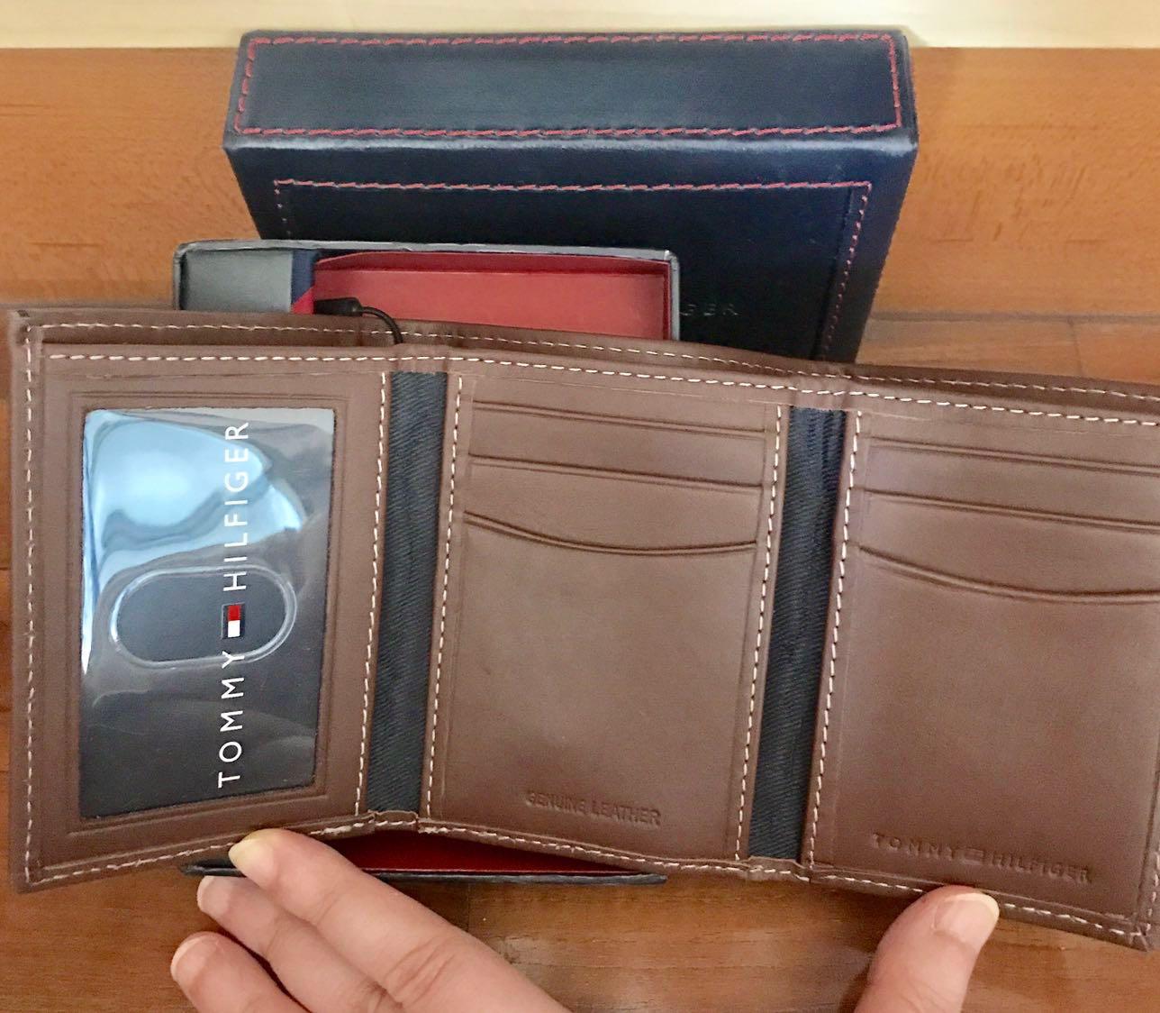 Tommy hilfiger men brown genuine leather wallet clearance