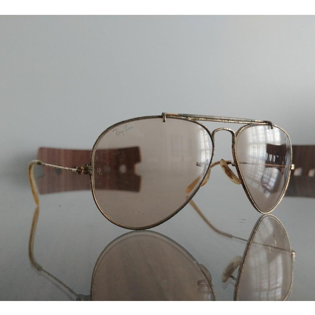 Vintage Ray Ban Bausch Lomb Aviator Sunglasses Rare Gold Made In Usa Men S Fashion Accessories Eyewear Sunglasses On Carousell