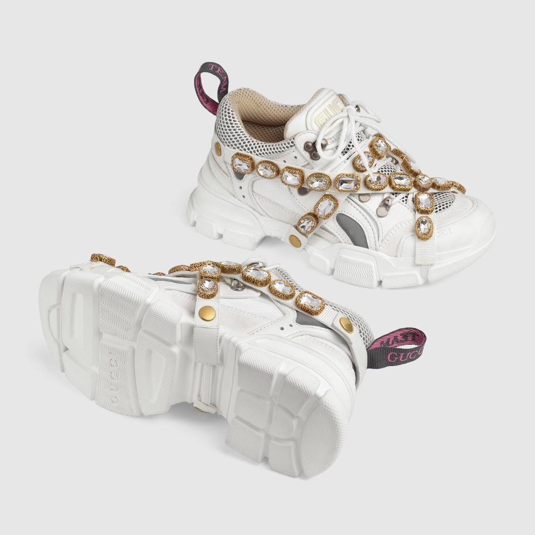 flashtrek leather sneaker with crystals