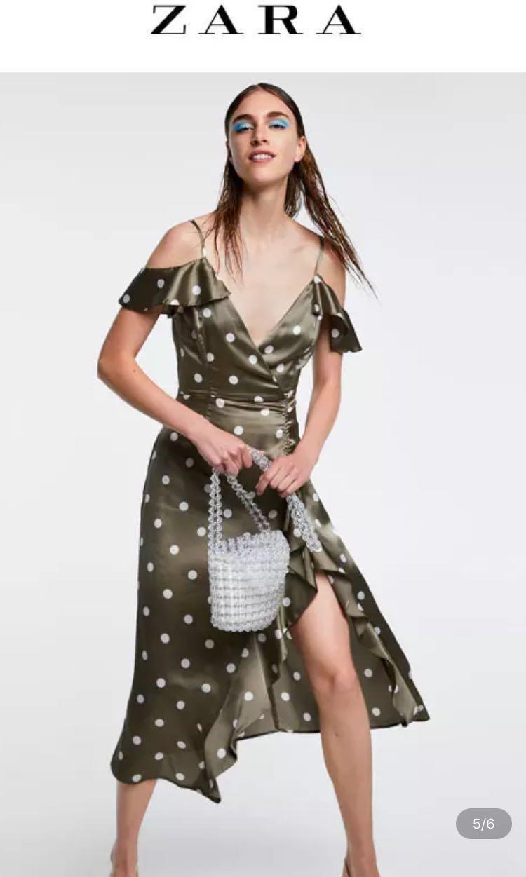 Zara satin polka dot dress clearance