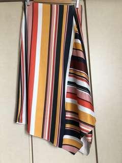 Zara asymmetrical striped skirt