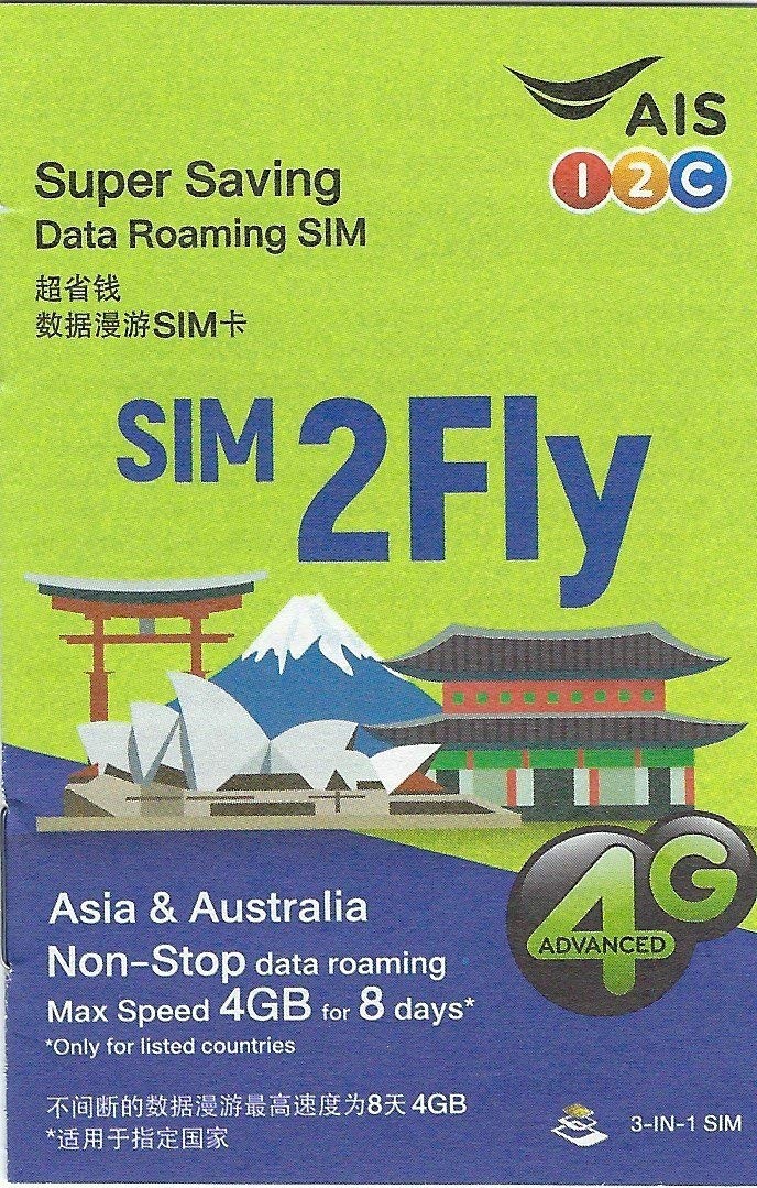 AIS sim2fly Asia 18 Countries 8 Days Unlimited Data Sim Card, Tickets