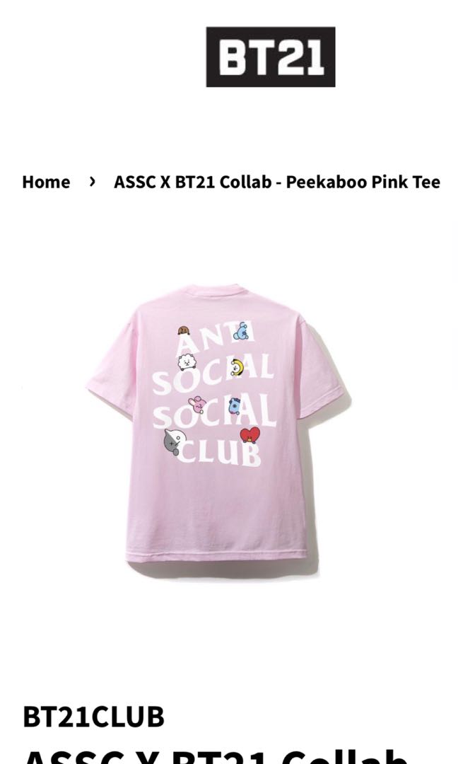 Anti Social Social Club X BT21 Pink Shirt CHEAPEST OUT THERE