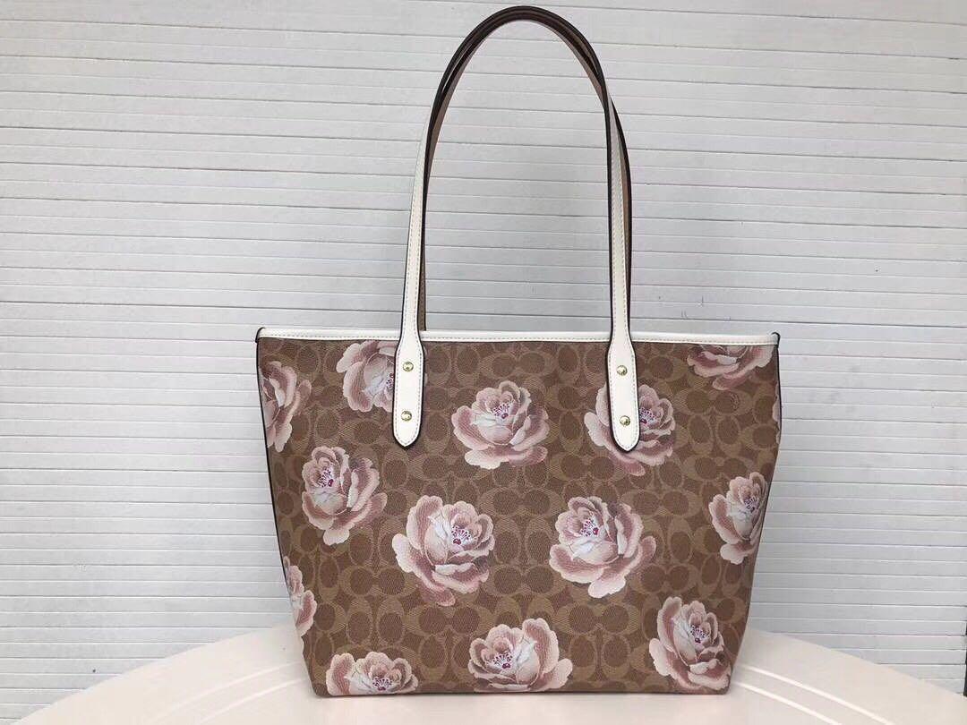 Authentic coach market tote insignature Rose print