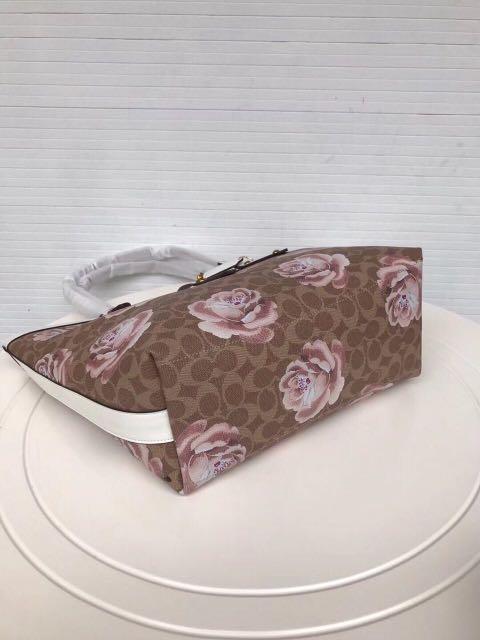 Authentic coach market tote insignature Rose print