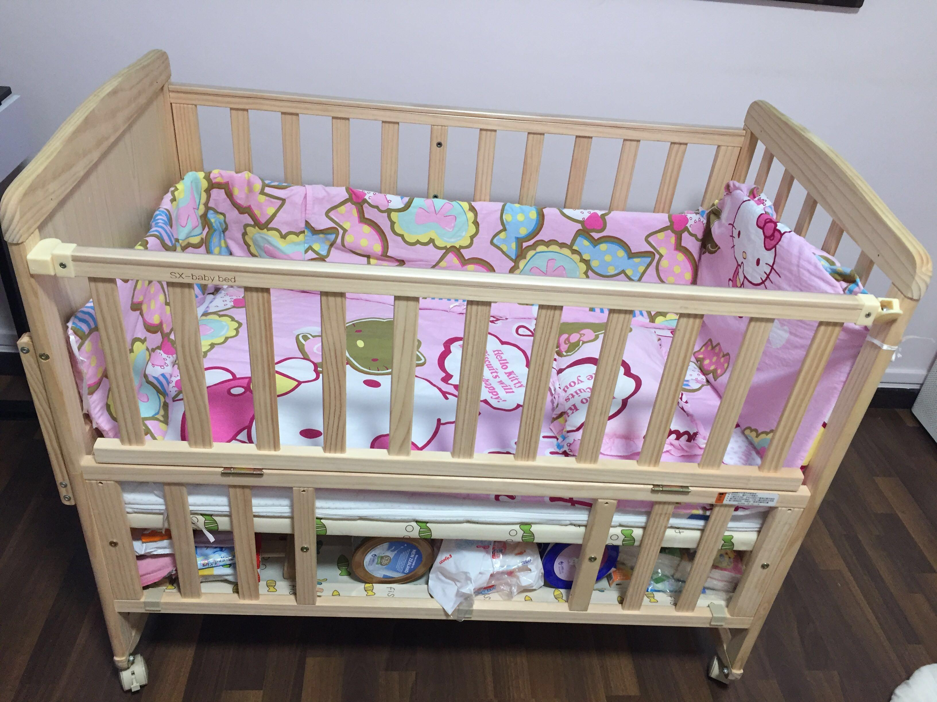 Baby Bed Including Hello Kitty Pillow Mattress And Cushions