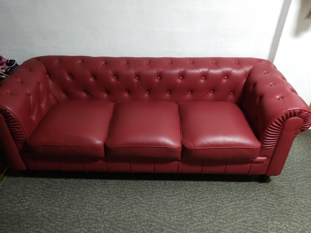 Benjamin Clical Pu Leather 3 Seater Sofa