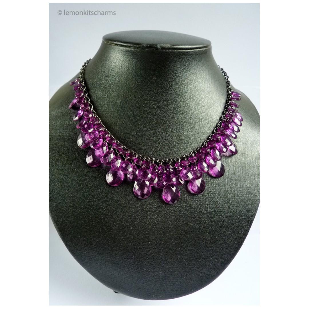 Black Purple Beaded Charm Bib Necklace nk563 Women s Fashion Jewelry Organisers Necklaces on Carousell