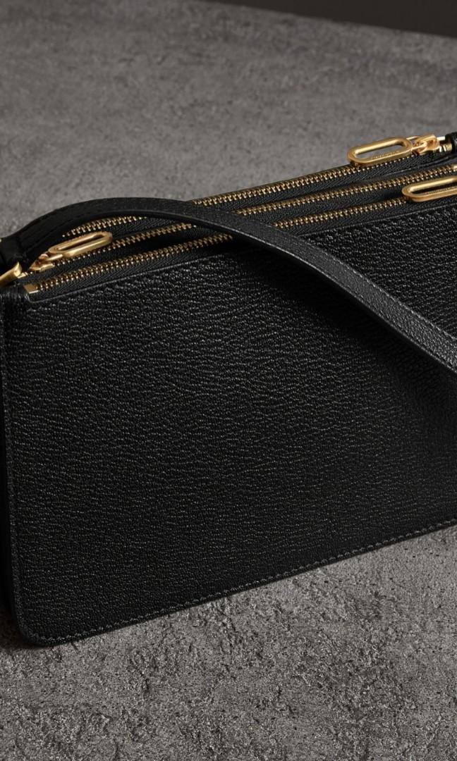triple zip grainy leather crossbody bag