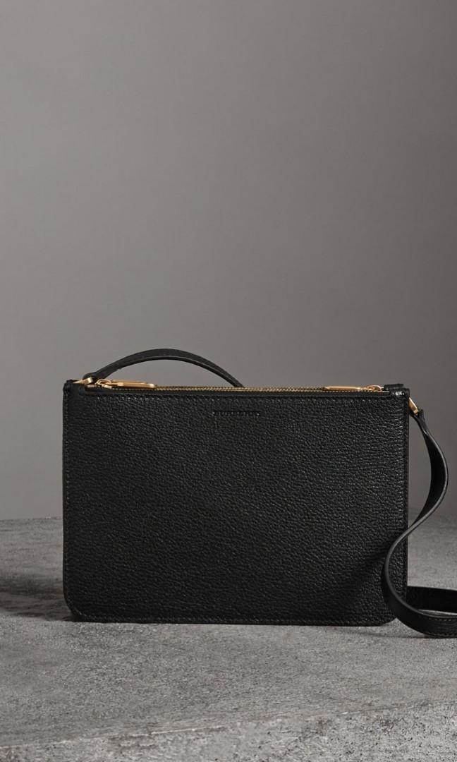 triple zip grainy leather crossbody bag