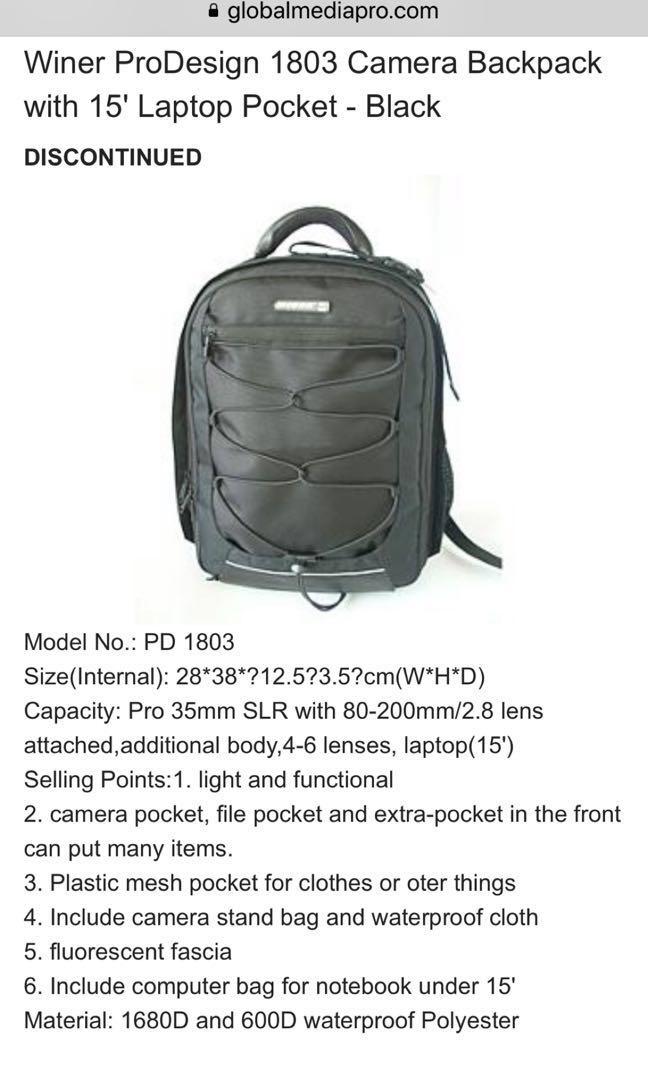 camera bag with laptop pocket