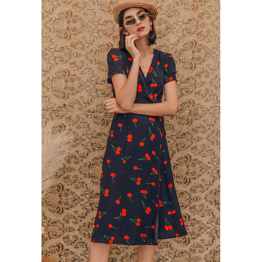 cherry midi dress