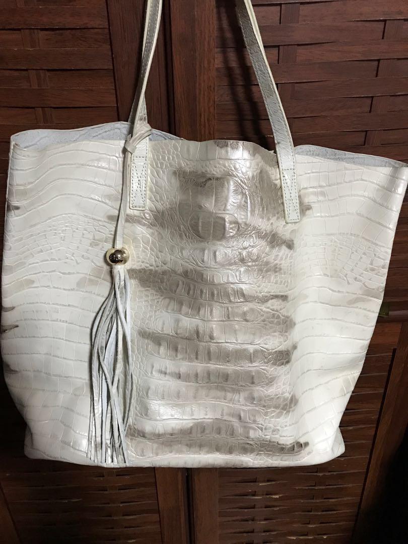 White croc top print bag