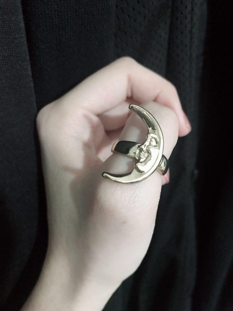 Gold crescent moon ring Women s Fashion Jewelry Organisers