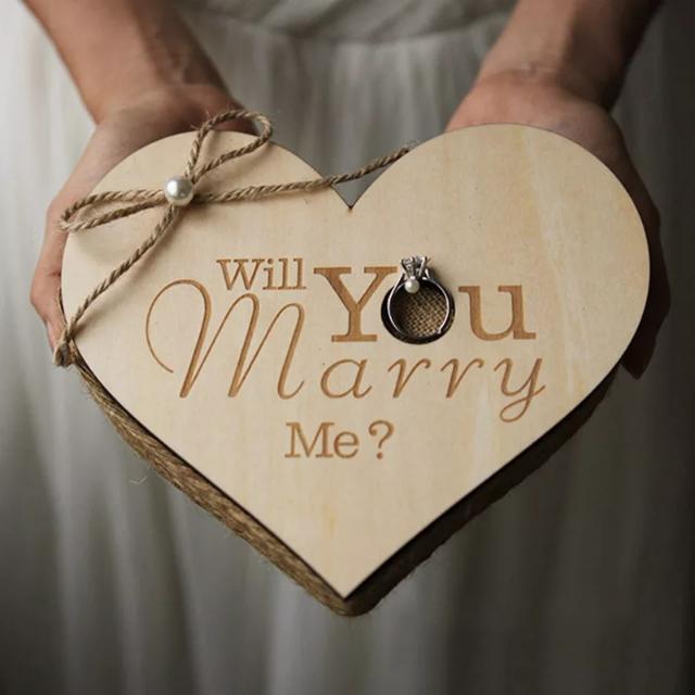 Handmade Engraving Will You Marry Me On Wooden Heart Shape Carrying Box For Wedding Proposal Engagement Surprise Design Craft Handmade Craft On Carousell