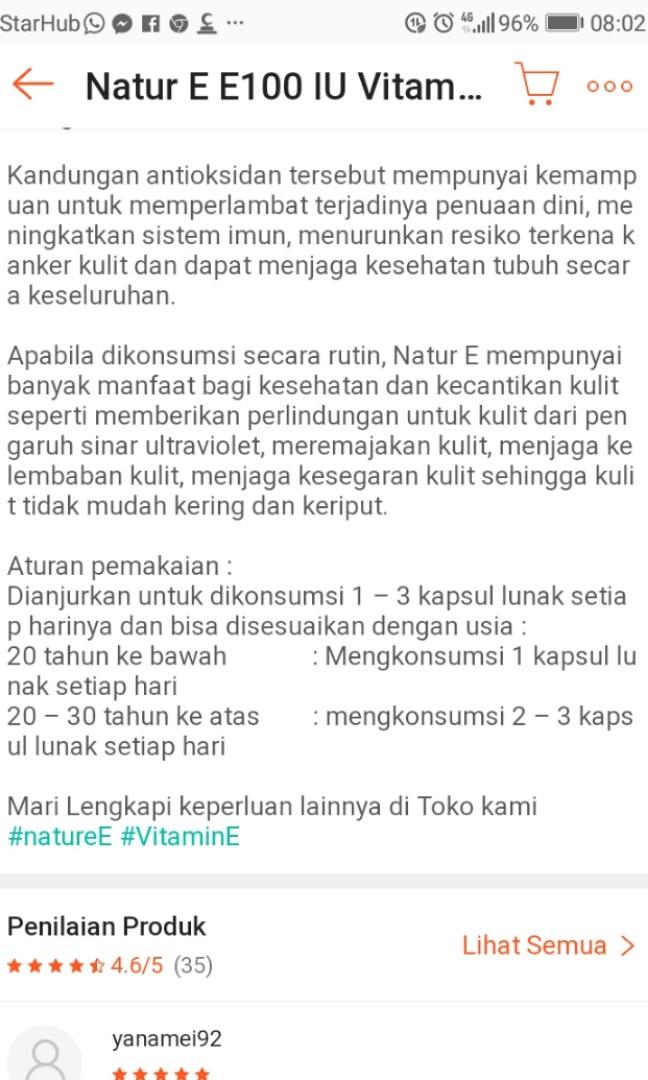 Natur E Natural Vitamin E Clear Skin Health Beauty