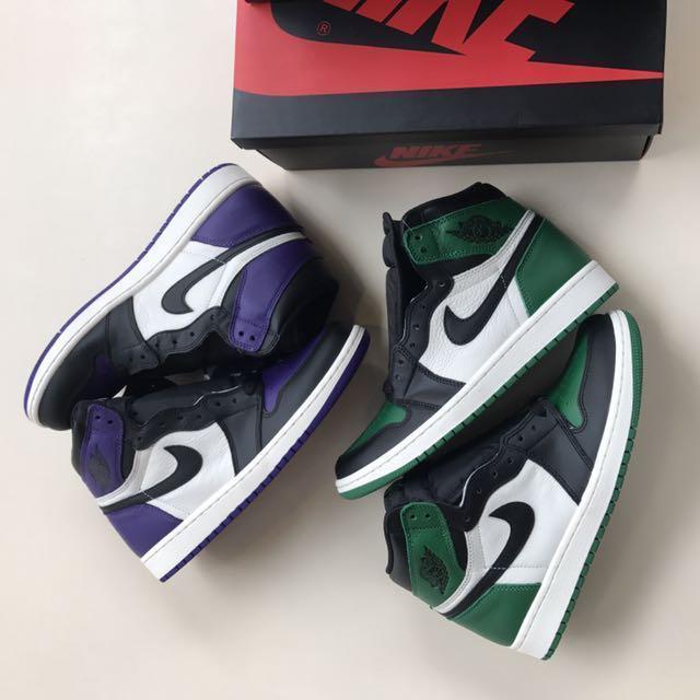 Jordan 1 purple and green top