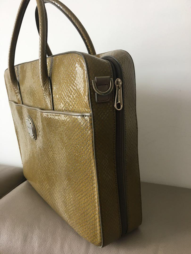 Oroton green laptop bag, Luxury, Bags & Wallets on Carousell