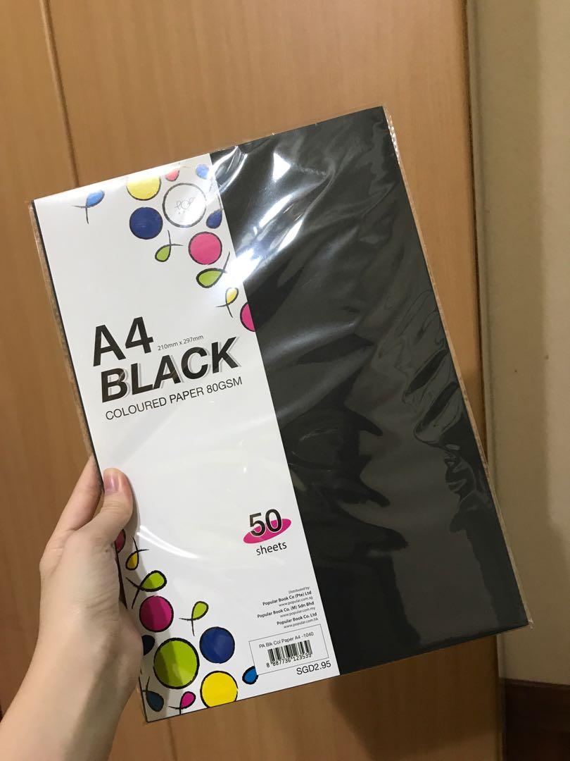 POP ARTZ] A4 BLACK COLOURED PAPER 80GSM 