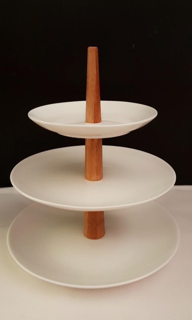 Rental Of Dessert Table Props 3 Tier Ceramic Wooden Cupcake Stand Lifestyle Services Event Party Services On Carousell