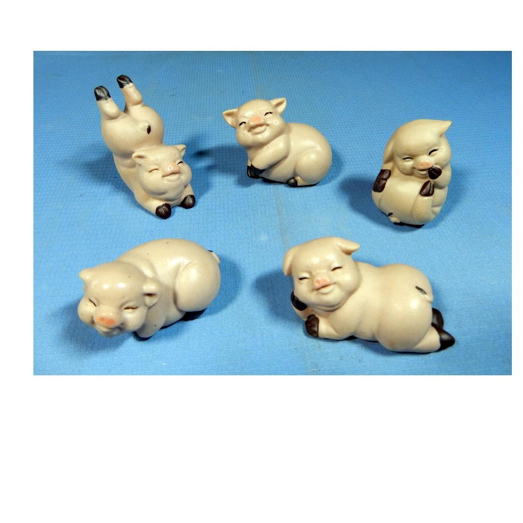 Vintage rare retired ceramic pigs set of 5 collectable cute pigs ...