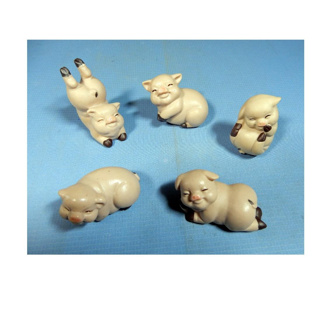 Vintage rare retired ceramic pigs set of 5 collectable cute pigs ...