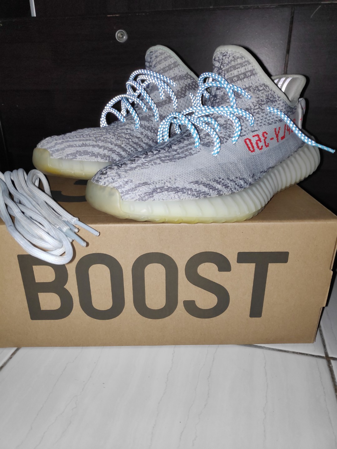 yeezy blue tint laces for sale