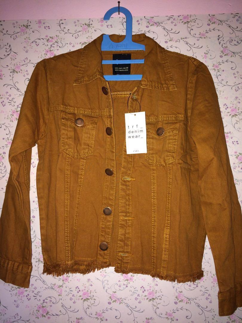 ZARA JAKET JEANS DENIM MUSTARD Fesyen Wanita Pakaian Wanita