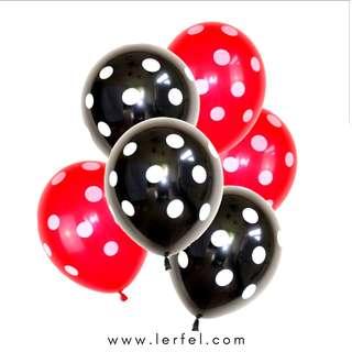Pokka Dots Balloon Set - 30 Pieces (Red & Black) (Birthday / Christmas)