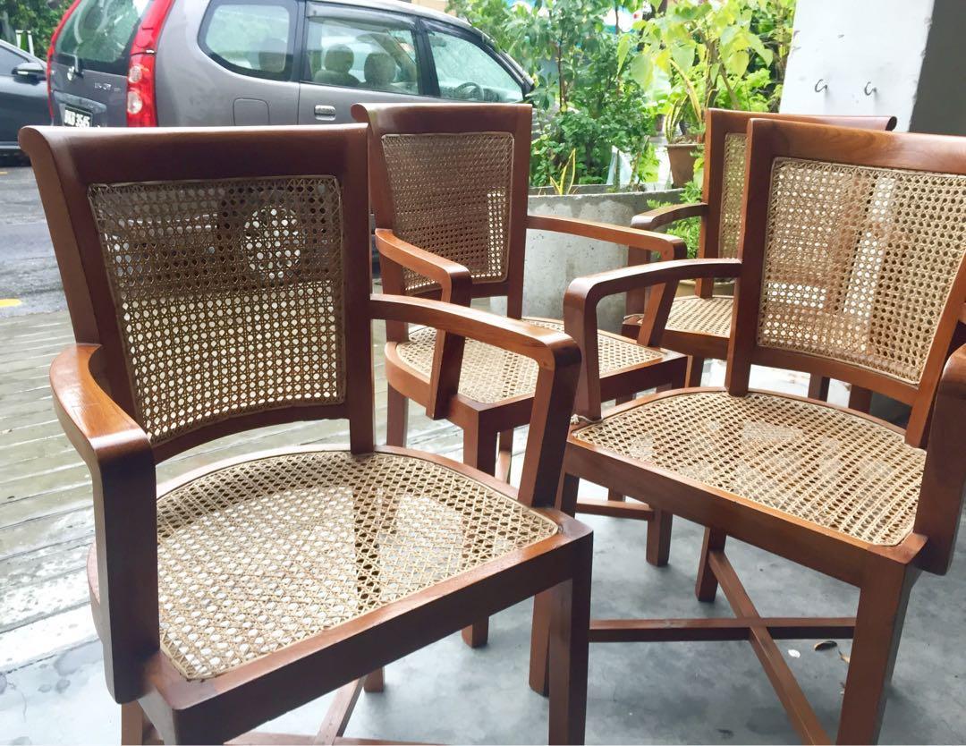 4 X Colonial Era British India Teak Cane Dining Chairs Sublime Pieces C 1930s Antiques Antique Furniture On Carousell