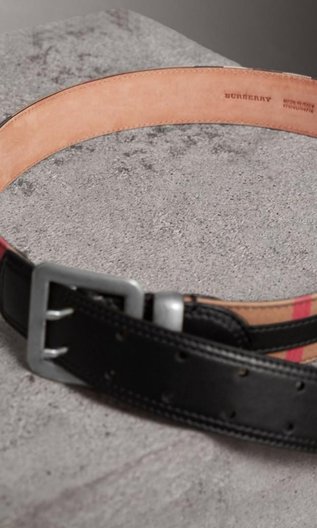burberry house check and leather belt