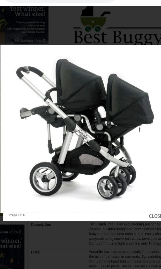 Icandy pear stroller with stroller seat and bassinet