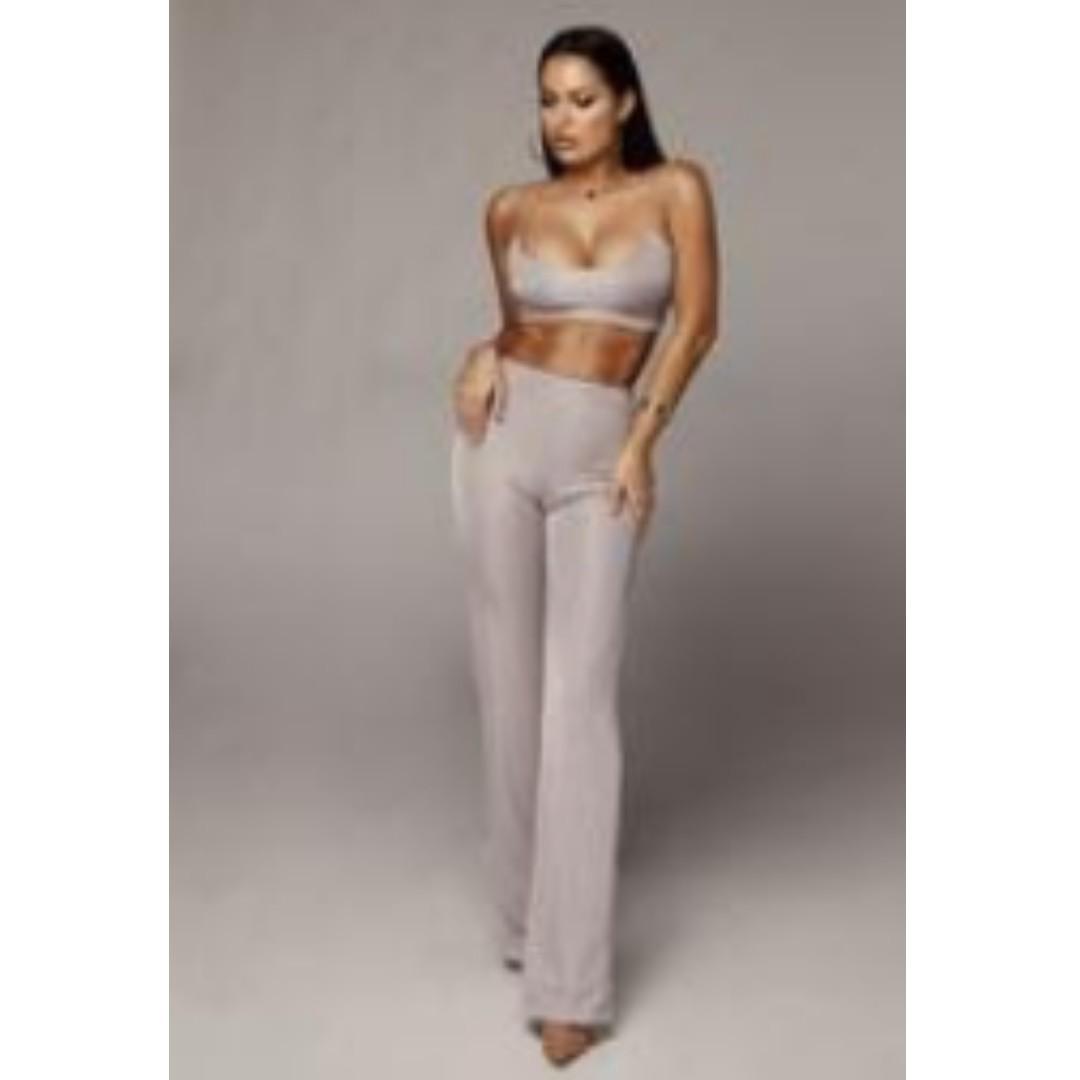 J Lux Label - Grey Silver Prosecco Crop & Wide Leg Pants ...