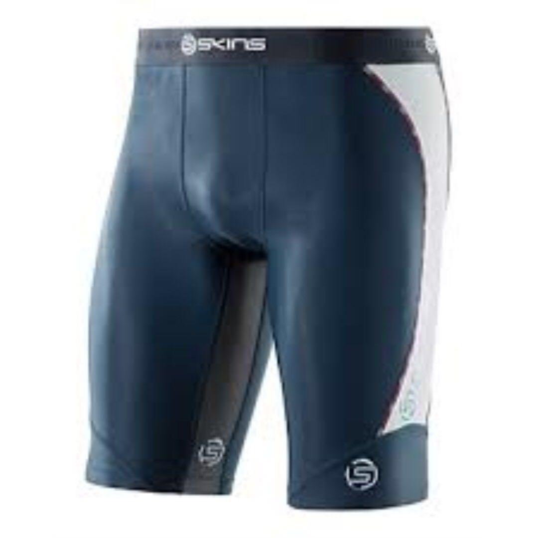Mens Skins DNA Half Compression Tights Various Designs Glitch Camo Maroon Navy Blue Indigo