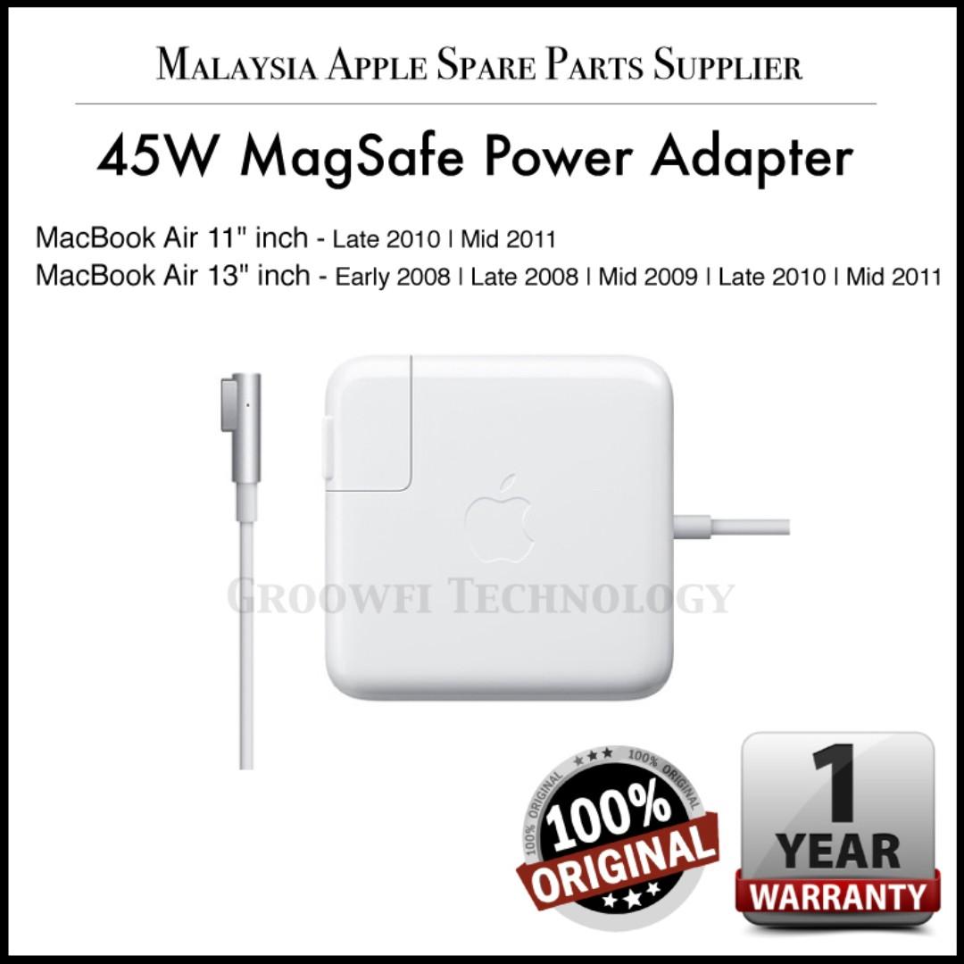 New Original Apple Macbook Air 11 Inch 13 Inch 08 09 10 11 45w Magsafe 1 Power Adapter Charger Electronics Computer Parts Accessories On Carousell