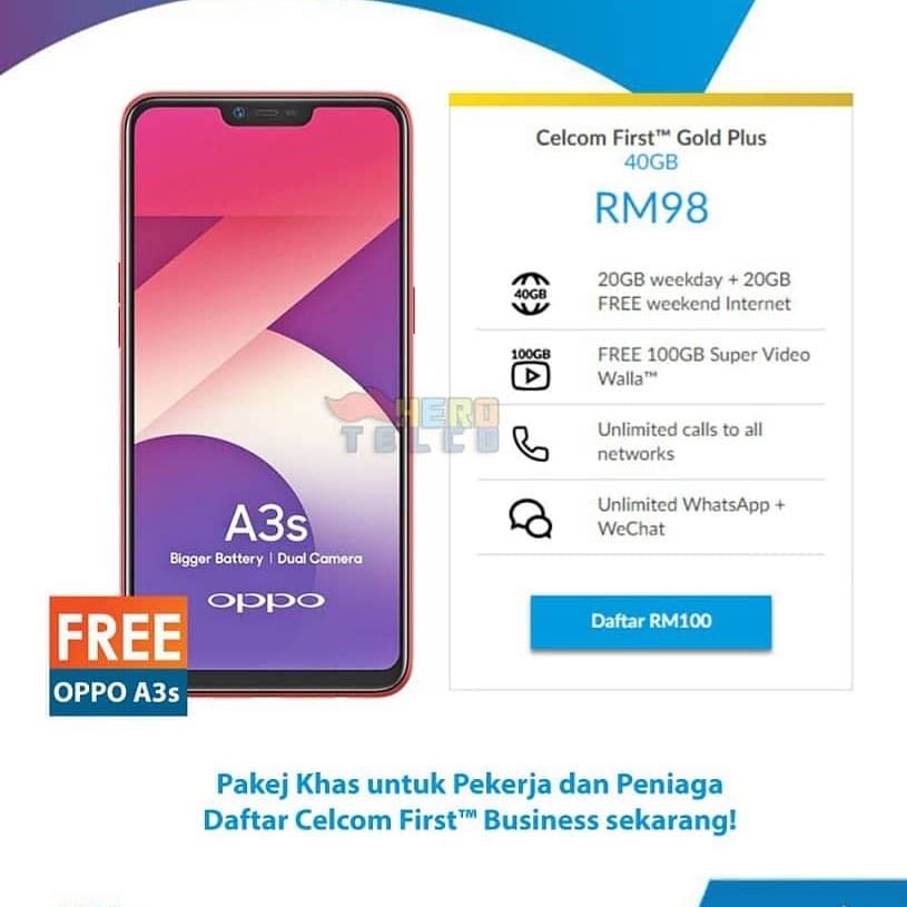 Oppo A3s Celcom First Gold Plus Mobile Phones Tablets Others On Carousell