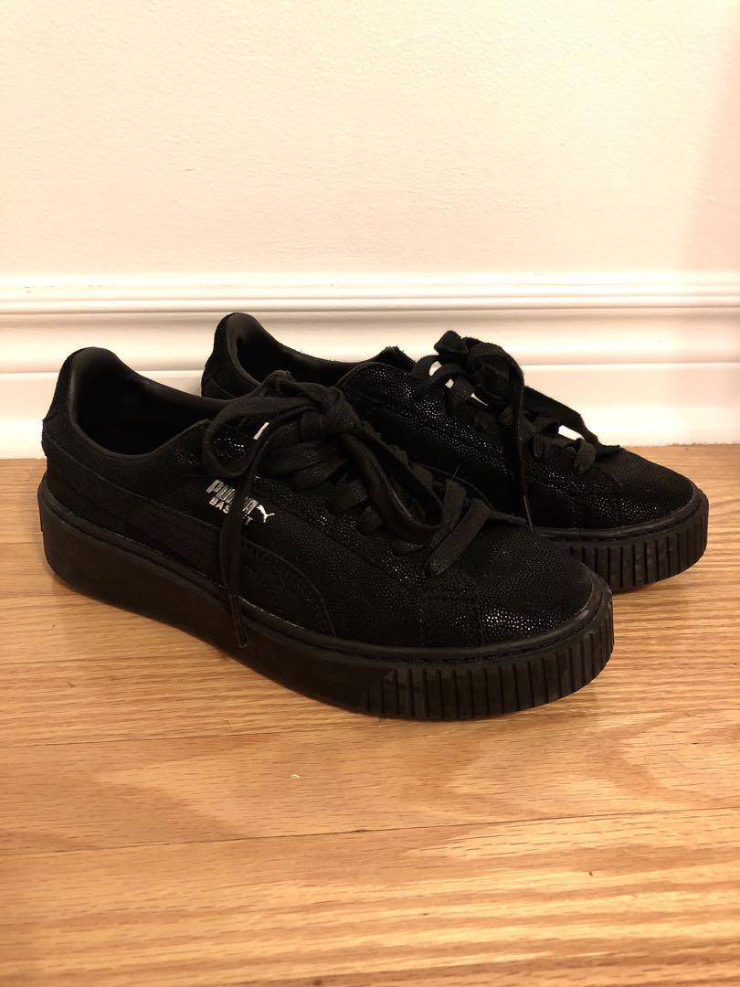 puma basket platform outfit